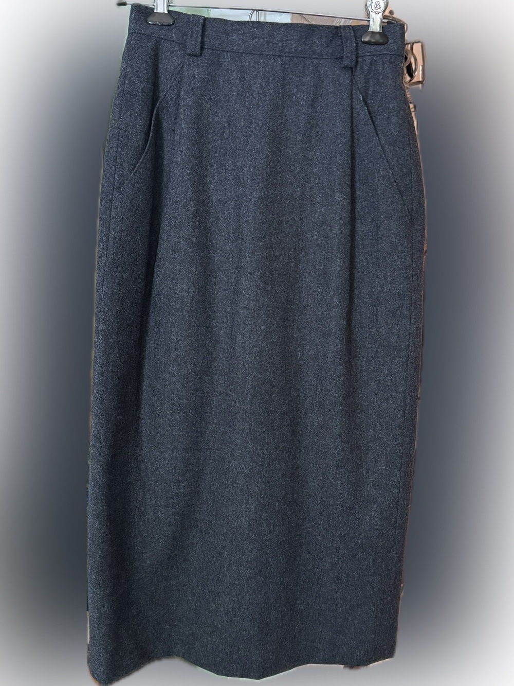 Pendleton Charcoal Grey 100% Wool High-Waist Midi Skirt